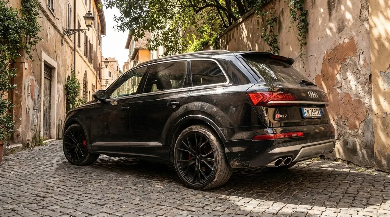 Audi SQ7 7seater 2023, vue avant — Cannes Luxury Car Rental, Cannes. Audi SQ7 7seater in Cannes La location d'une Audi SQ7 7seater à Cannes met à disposition…