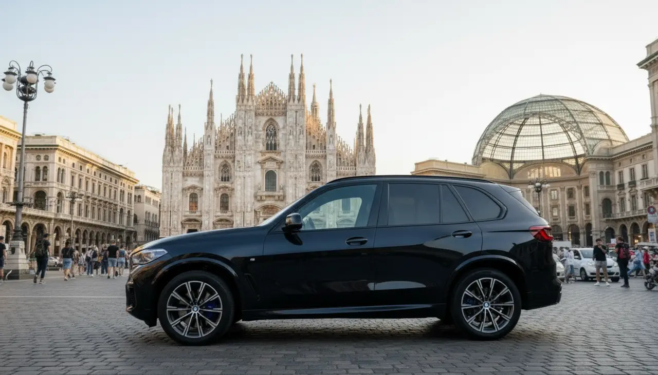BMW X5 4.0i M 2025, vue arrière — Cannes Luxury Car Rental, Cannes. BMW X5 4.0i M in Cannes La location d'un BMW X5 4.0i M à Cannes offre un format SUV haut…