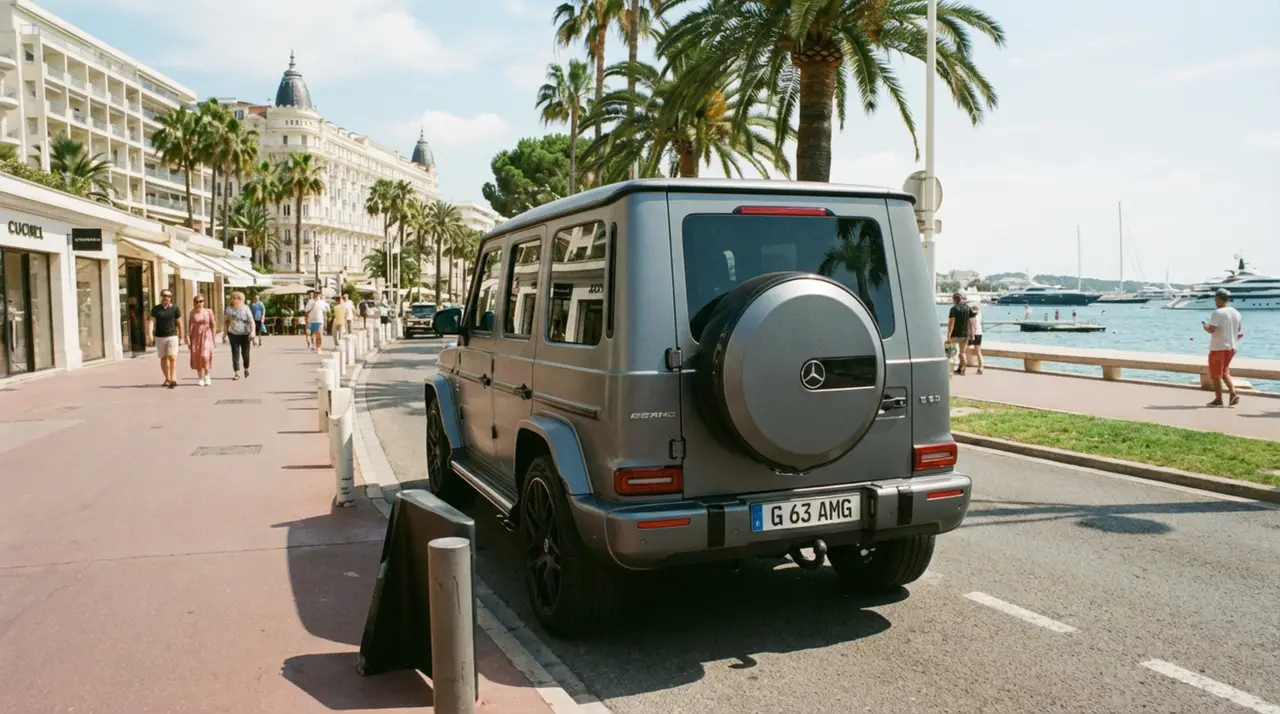 Mercedes Benz G63 2023, vue avant — Cannes Luxury Car Rental, Cannes. Mercedes Benz G63 in Cannes La location d'un Mercedes Benz G63 à Cannes met à disposition…