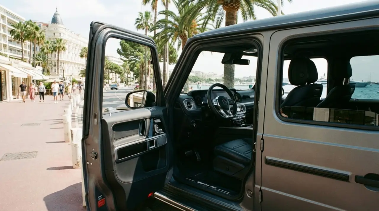 Mercedes Benz G63 2023, tableau de bord — Cannes Luxury Car Rental, Cannes. Mercedes Benz G63 in Cannes La location d'un Mercedes Benz G63 à Cannes met à disposition…