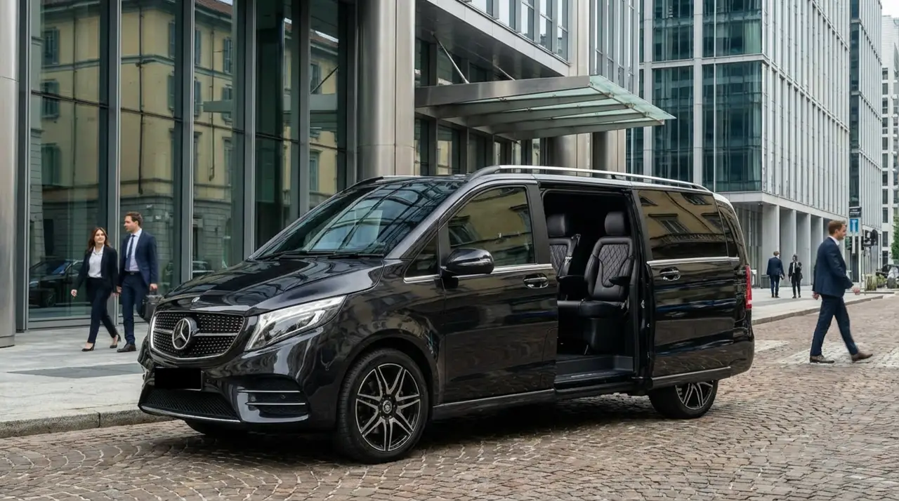 Mercedes V Class 2026, intérieur — Cannes Luxury Car Rental, Cannes. Mercedes Benz V Class in Cannes Louer un Mercedes Benz V Class à Cannes offre une…